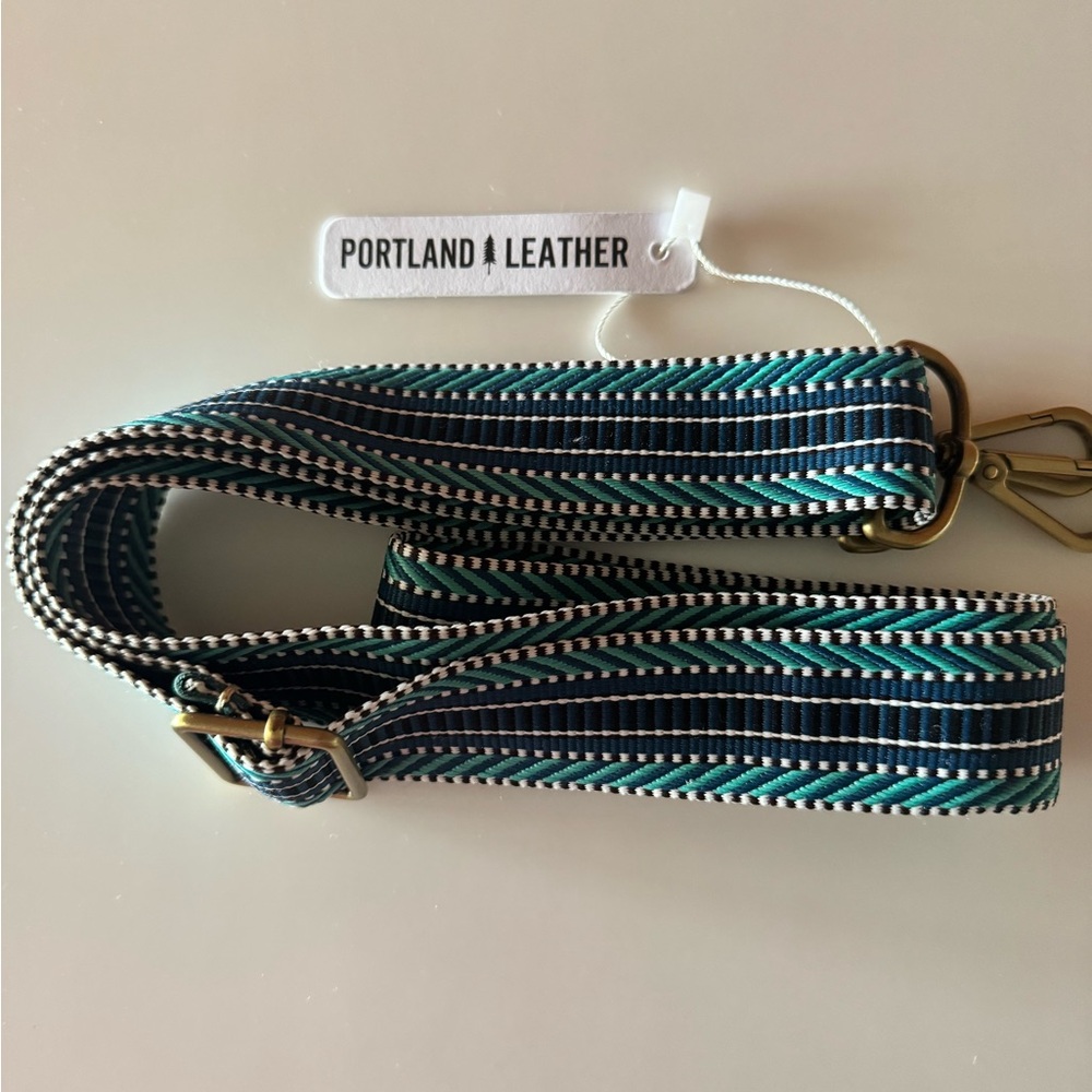 Portland Leather Navy and Green Crossbody Strap New